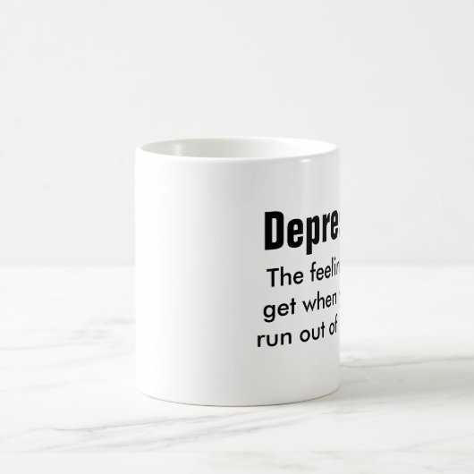 おもしろいコーヒー引用文：うつ病 コーヒーマグカップ (中央)