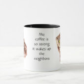 おもしろいコーヒー、カフェイン、姿勢の引用文フクロウ マグカップ (中央)