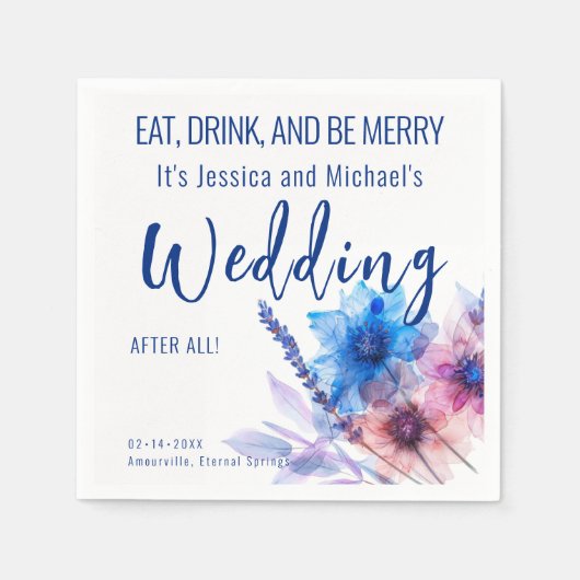 💍おもしろいコーンフラワーとラベンダー スタンダードカクテルナプキン (正面)