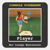 おもしろいコーンホールトーナメント登録選手ステッカー スクエアシール (正面)