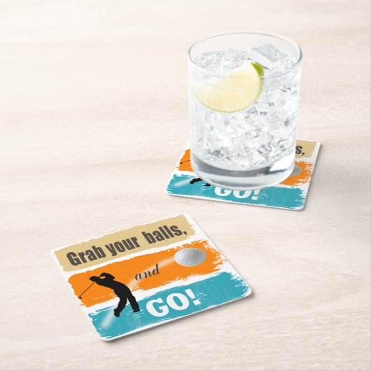 おもしろいゴルフあなたのボールをつかむID963 スクエアペーパーコースター (インサイチュ)