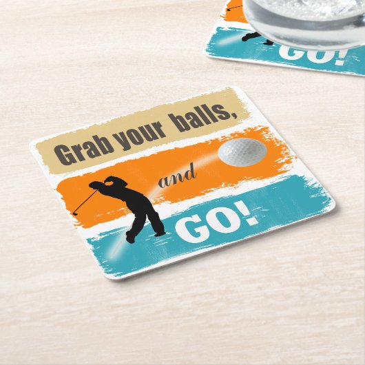おもしろいゴルフあなたのボールをつかむID963 スクエアペーパーコースター (アングル)
