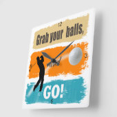 おもしろいゴルフあなたのボールをつかむID963 スクエア壁時計 (傾斜)