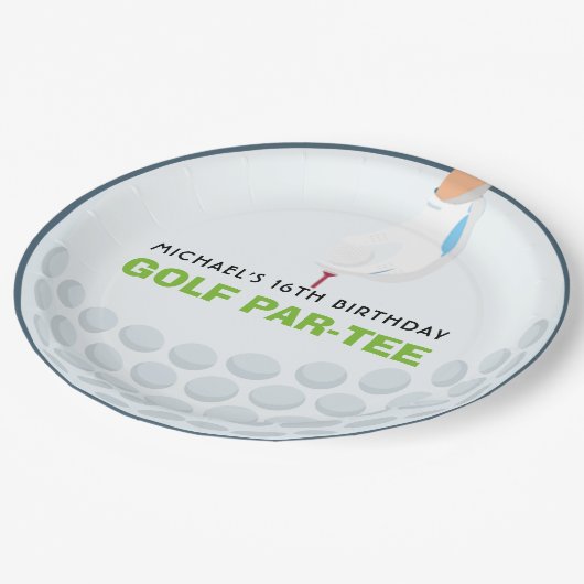 おもしろいゴルフをテーマにした誕生日パーティー ペーパープレート (アングル)