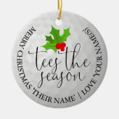 おもしろいゴルファーのクリスマスゴルフギフトがシーズンを迎える セラミックオーナメント (正面)