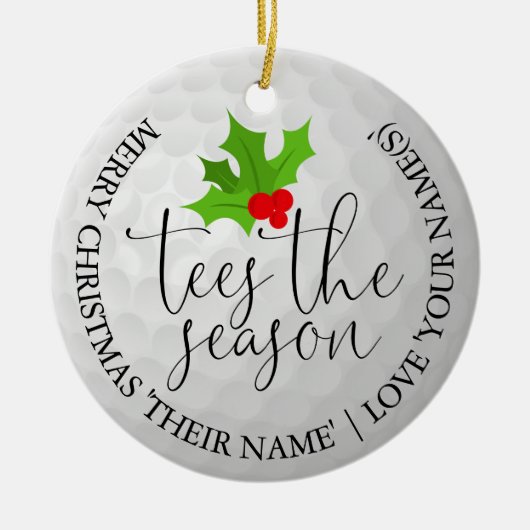 おもしろいゴルファーのクリスマスゴルフギフトがシーズンを迎える セラミックオーナメント (正面)