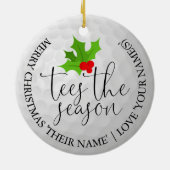 おもしろいゴルファーのクリスマスゴルフギフトがシーズンを迎える セラミックオーナメント (裏面)