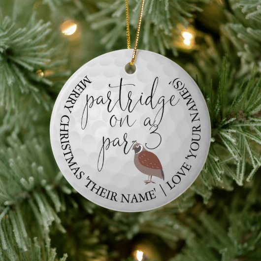 おもしろいゴルファーのクリスマスゴルフギフトパートリッジ セラミックオーナメント (ツリー)