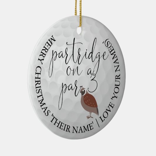 おもしろいゴルファーのクリスマスゴルフギフトパートリッジ セラミックオーナメント (右)