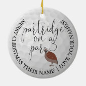 おもしろいゴルファーのクリスマスゴルフギフトパートリッジ セラミックオーナメント (裏面)