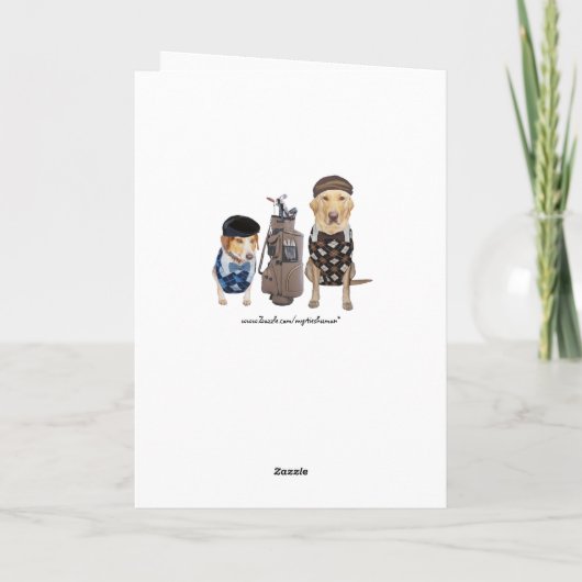 おもしろいゴルファー誕生日/おもしろい犬ゴルファー カード (裏面)