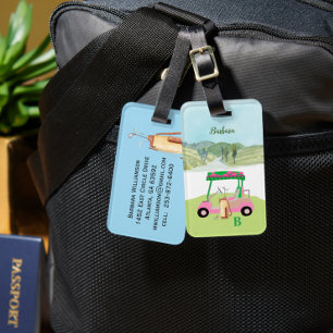 おもしろいゴルフカートのコースクラブモノグラム名 ラゲッジタグ