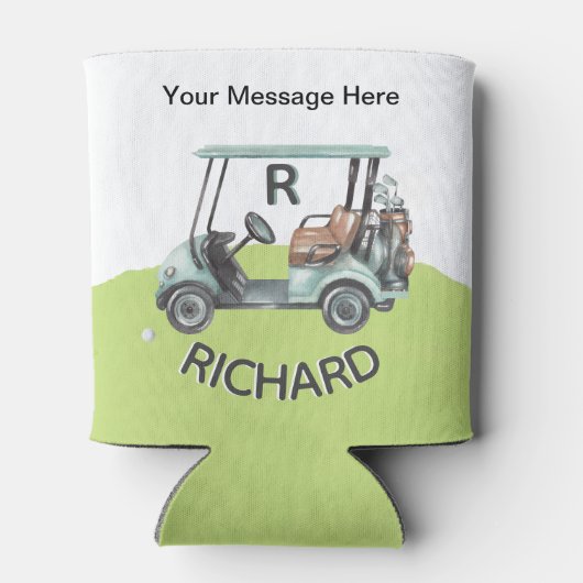 おもしろいゴルフカートのメッセージモノグラム名 缶クーラー (裏面)