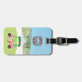 おもしろいゴルフカート風光明媚リーグクラブロゴ ラゲッジタグ (正面横)