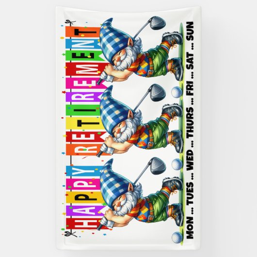 おもしろいゴルフハッピーリタイア 横断幕 (縦)