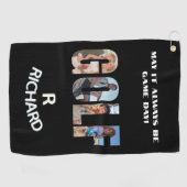 おもしろいゴルフフォトメッセージモノグラム名 ゴルフタオル (横)