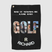 おもしろいゴルフフォトメッセージモノグラム名 ゴルフタオル (正面)