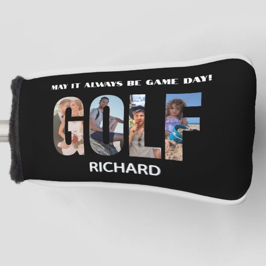 おもしろいゴルフフォトメッセージモノグラム名 ゴルフヘッドカバー (正面)
