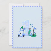 おもしろいゴルフホールインワンブルー1thバースデーパーティー 招待状 (裏面)