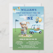 おもしろいゴルフホールインワンボーイ1stバースデーパーティー 招待状 (正面)