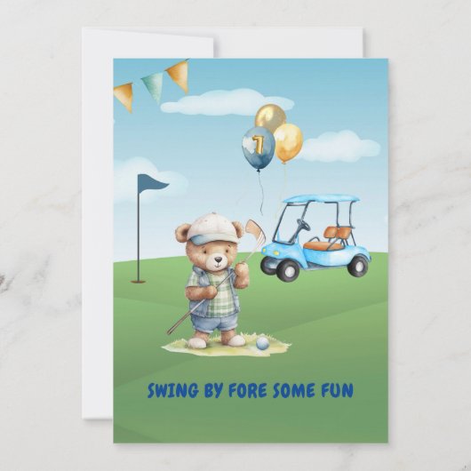 おもしろいゴルフホールインワンボーイ1stバースデーパーティー 招待状 (裏面)
