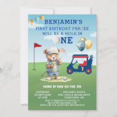 おもしろいゴルフホールインワンボーイ1stバースデーパーティー 招待状 (正面)