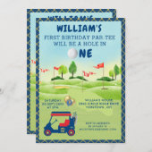 おもしろいゴルフボーイ1stバースデーパルティー 招待状 (正面/裏面)