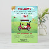 おもしろいゴルフレッドカート男の子1st誕生日パー – ティー 招待状 (スタンド正面)