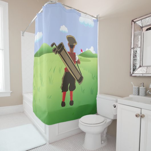 おもしろいゴルフ場のゴルファー シャワーカーテン (インサイチュ)