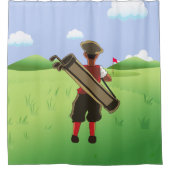 おもしろいゴルフ場のゴルファー シャワーカーテン (正面)