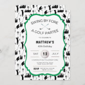 おもしろいゴルフ招待状用誕生日パーティー 招待状 (正面/裏面)
