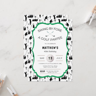 おもしろいゴルフ招待状用誕生日パーティー 招待状