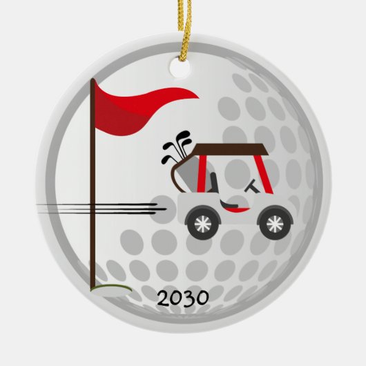 おもしろいゴルフ用ゴルフカートのボールゴルファー名前をカスタムする セラミックオーナメント (正面)