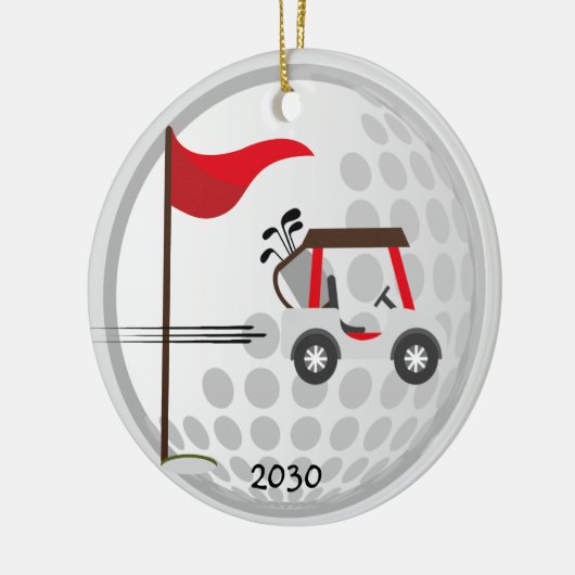 おもしろいゴルフ用ゴルフカートのボールゴルファー名前をカスタムする セラミックオーナメント (左)