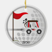 おもしろいゴルフ用ゴルフカートのボールゴルファー名前をカスタムする セラミックオーナメント (裏面)