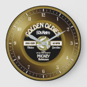 おもしろいゴールデントビニール45レコパーソナライズされたード ラージ壁時計 (正面)