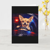 おもしろいゴールデンレトリバーが運転するミームの犬が運転する自動車 カード (黄色い花)