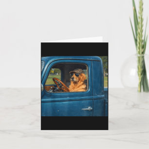 おもしろいゴールデンレトリバーのミーム犬がヴィンテージを運転 カード