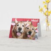 おもしろいゴールデンレトリバーズインカウレンズハロウィーン カード (黄色い花)