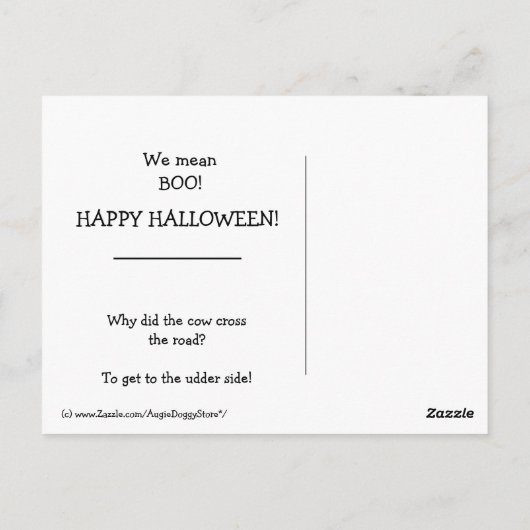 おもしろいゴールデンレトリバーズインカウレンズハロウィーン ポストカード (裏面)