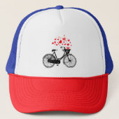 おもしろいサイクリングバイクもしくは自転車に乗る人バイクラブハート 感動的 キャップ (正面)