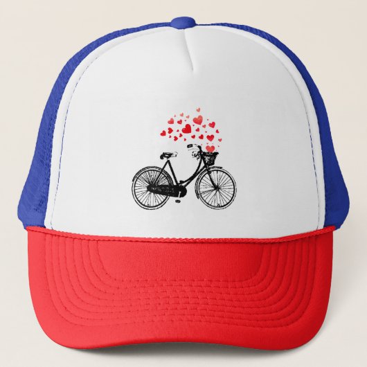 おもしろいサイクリングバイクもしくは自転車に乗る人バイクラブハート 感動的 キャップ (正面)