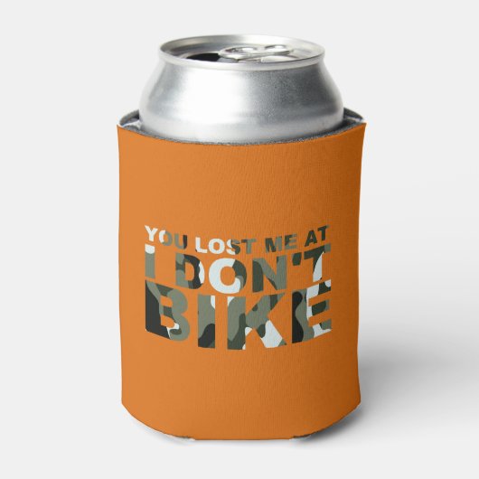 おもしろいサイクリング迷彩柄お失った前は自転車サイクリスト 缶クーラー (缶正面)