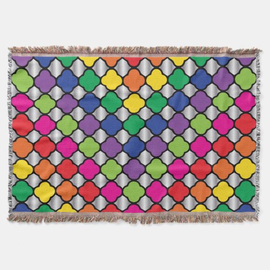 おもしろいサイケデリッククローバープリントパターン スローブランケット (正面)