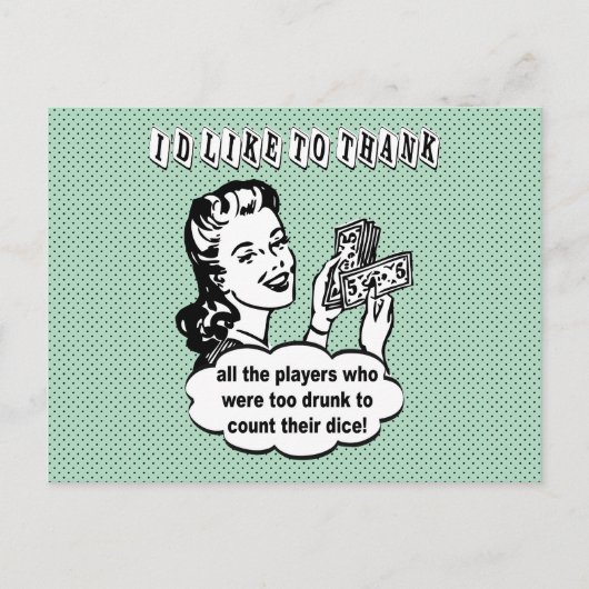 おもしろいサイコロ – やりたい感謝してい ポストカード (正面)