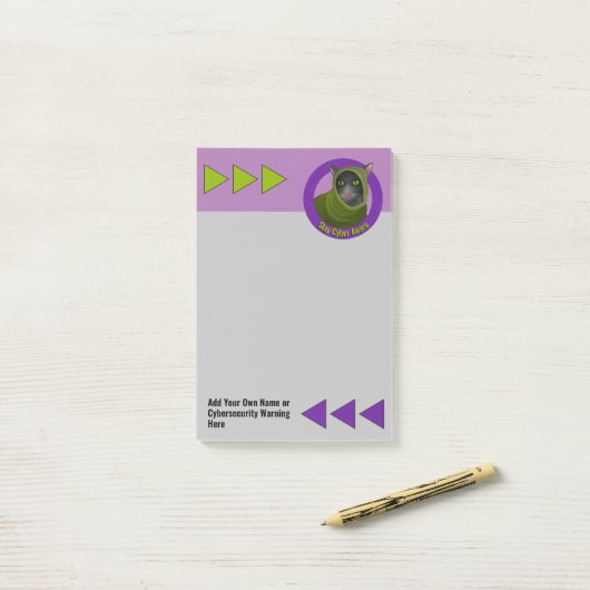 おもしろいサイバー認識度警告ズ猫スローガンカスタムー ポストイット (デスク上)