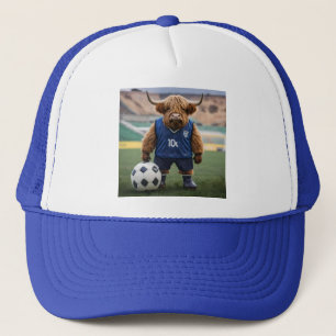 おもしろいサッカーの服を着た高地の牛 キャップ