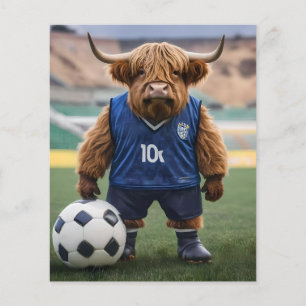 おもしろいサッカーの服を着た高地の牛 チラシ