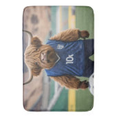 おもしろいサッカーの服を着た高地の牛 バスマット (正面縦)