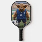 おもしろいサッカーの服を着た高地の牛 ピックルボールラケット (裏面)